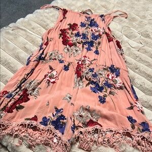 Floral Lace Trim Romper